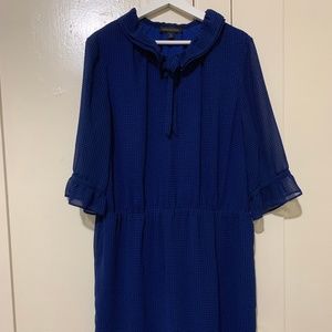 Dark Blue Gingham Ruffled Banana Republic Dress